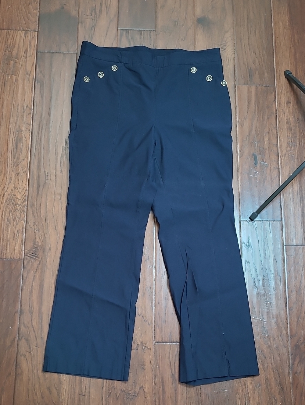 Nanette Lepore Navy Blue Pullon with Gold Button Pocket Detail Trousers size XL